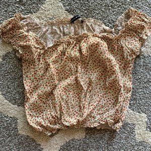 Brandy Melville light yellow and floral crop top